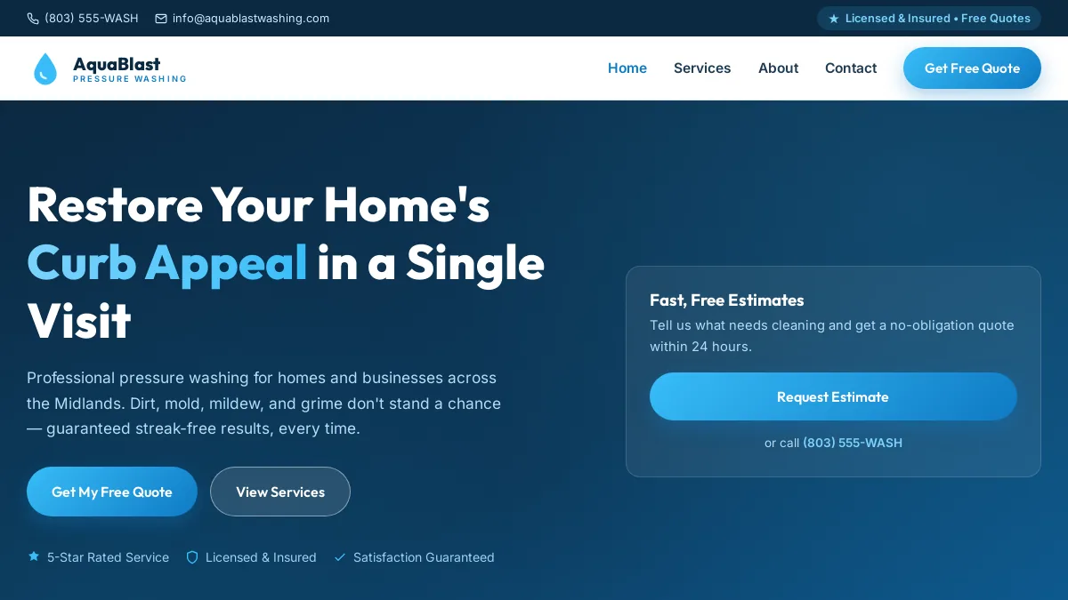 Pressure Washing Business Website Template
