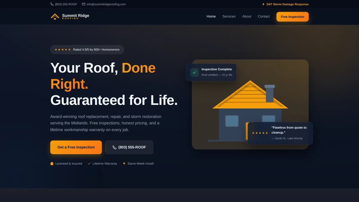 Roofing Business Website Template